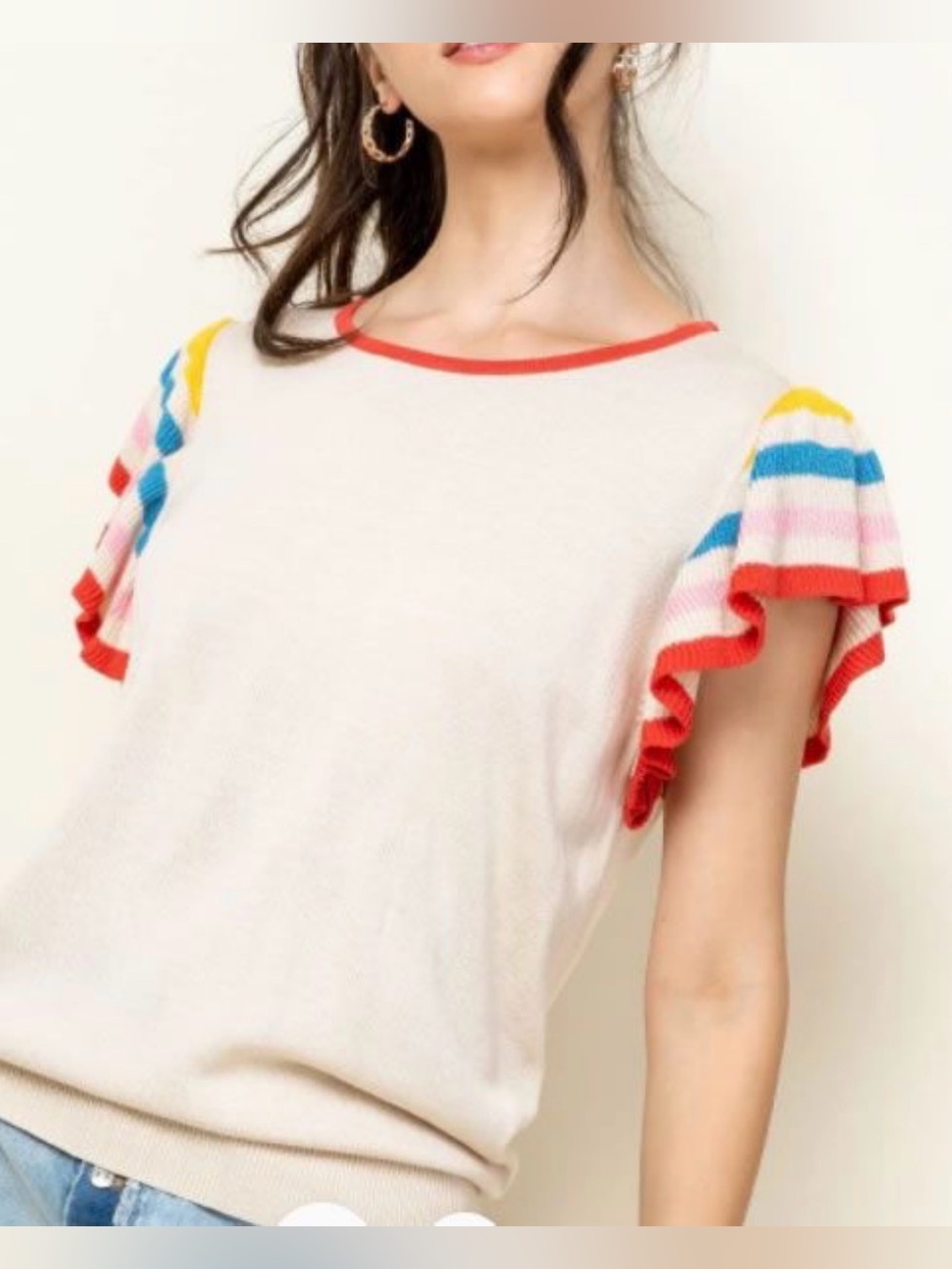THML carambola Top Frill Sleeve Colorful , size M, New